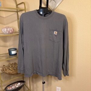 Carhartt Men’s Large Original Fit‎ Long Sleeve Pocket T Shirt Charcoal Gray